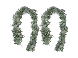 Artificial Eucalyptus Garland With Willow Vines, 2 Packs 6.5 Feet Eucalyptus Garland Greenery, Silv
