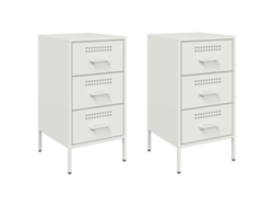 Maison Exclusive - Mesitas De Noche 2 Unidades Acero Blanco 36x39x68 Cm