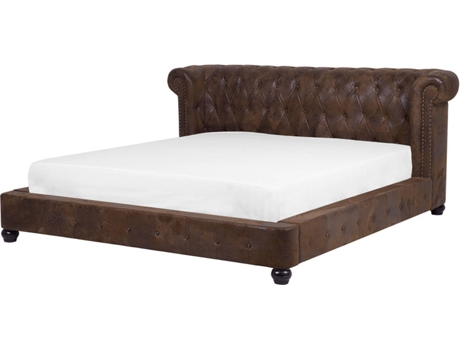 BELIANI Cama doble Cavaillon ante sintético Marrón 225x246x93