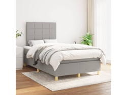 Cama Box Spring Con Colchón Tela Gris Claro 120x200 Cm