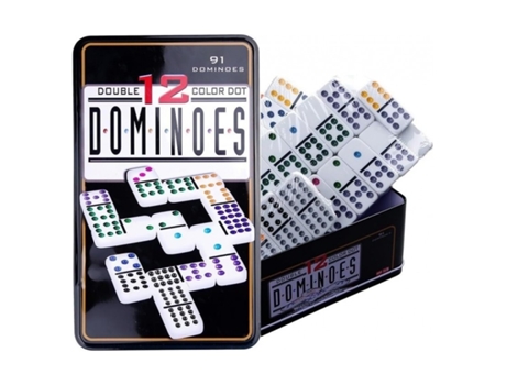 Dominó Doble 12 Puntos de Colores Juego 91 fichas Caja de Metal incluida Dominoes COSHANO