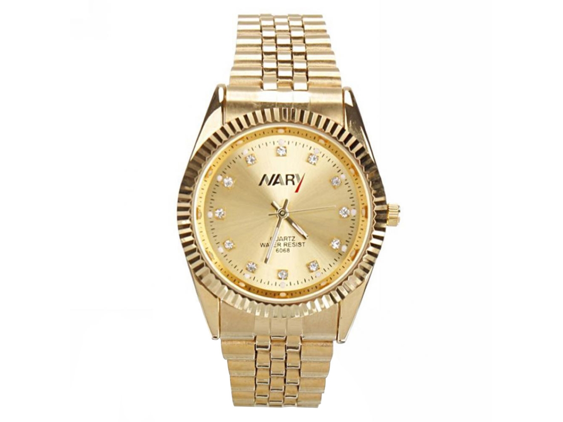 Reloj De Pulsera De Cuarzo Impermeable Con Correa De Acero Para Hombres Nary (oro)