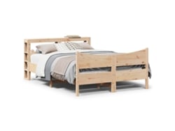 Estructura De Cama Con Cabecero Madera De Pino Blanco 150x200cm