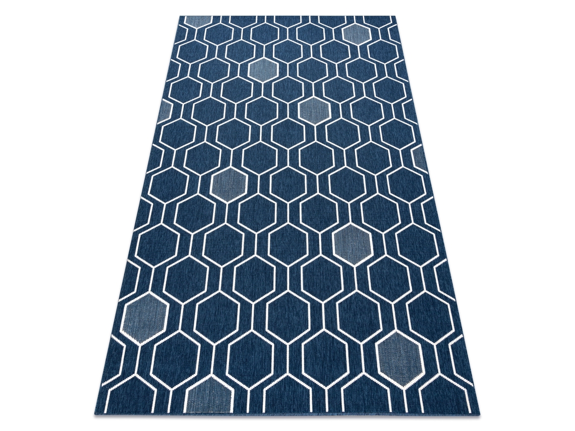 Alfombra Spring 20404994 Sisal Hexagonal, Bucle - Azul (200 x 290 cm)