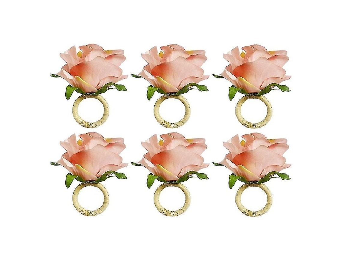 2026altiro-anillos Para Servilletas De Champán Y Rosas Hechos A Mano, 6 Piezas, Para El Hogar Y El Comedor.