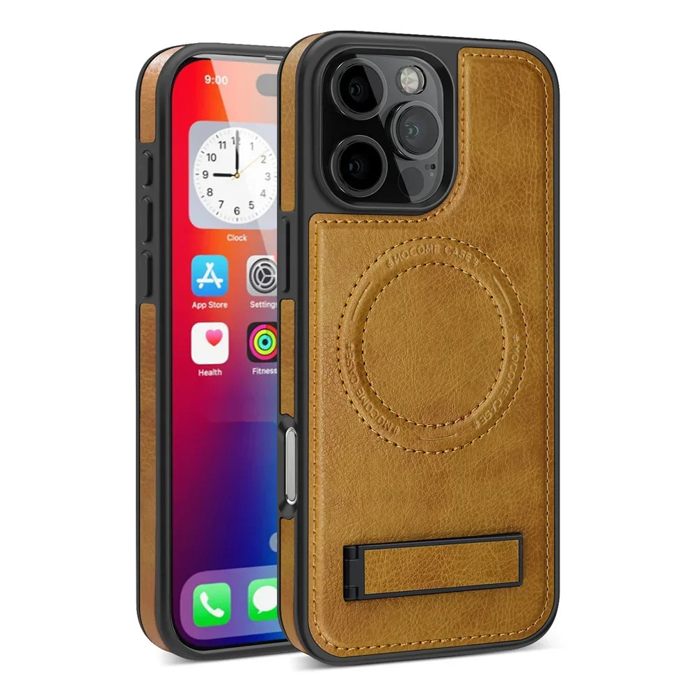 (iphone 16 Plus, Marrón) Funda Magsafe Para Iphone, Con Soporte Y Fuerte Fijación Magnética.