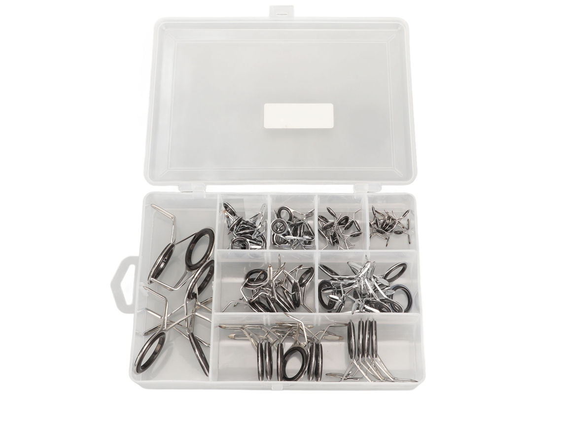 Kit de reparación de puntas de cañas de pescar, 75 piezas, acero inoxidable, anillo de cerámica