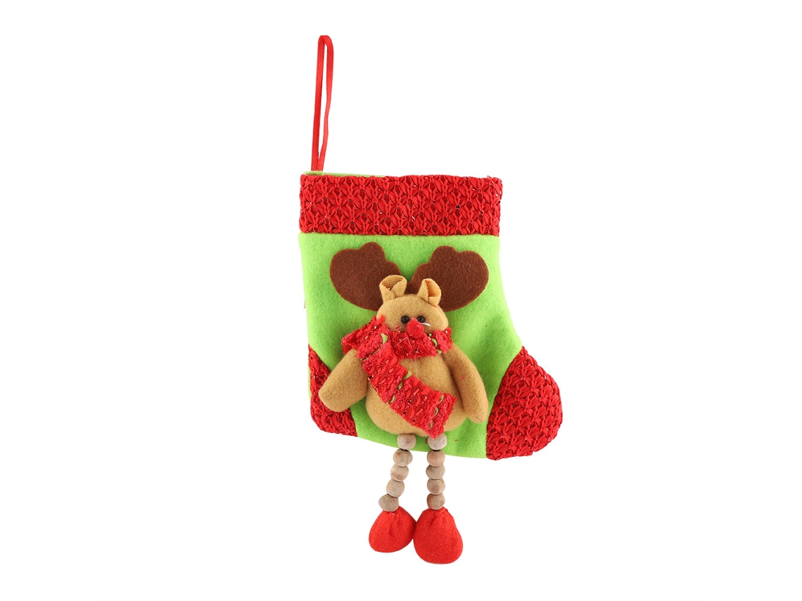 Calcetín de tela no tejida, muñeca navideña colgando del árbol, ciervo.