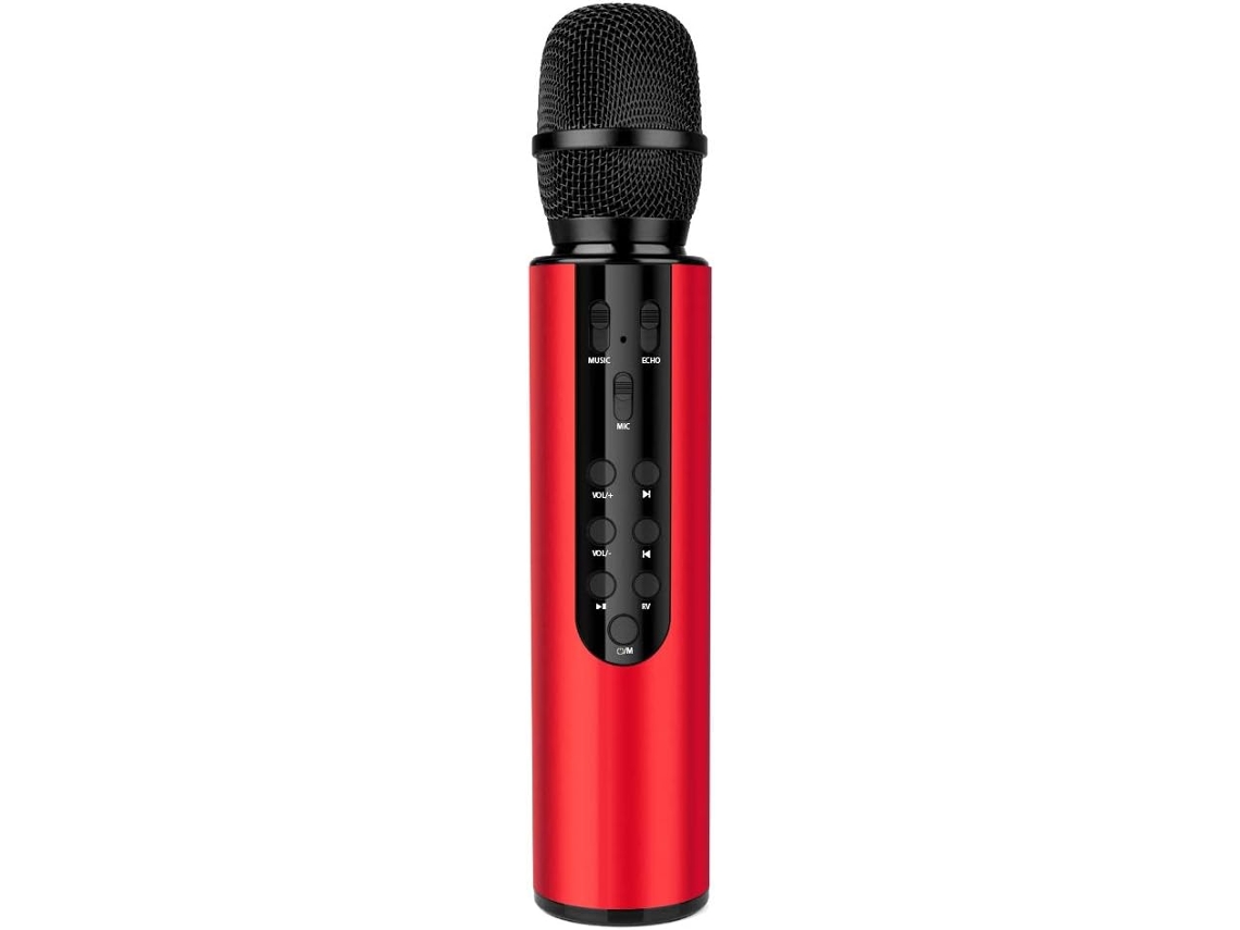 Altavoz con micrófono Bluetooth, todo en uno para karaoke y práctica, color rojo. Sfushos