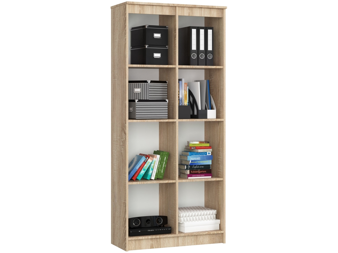 Librería Akord R80 Roble Sonoma 80 Cm Frente En Color Roble Sonoma 4 Estantes 80x35x180 Cm