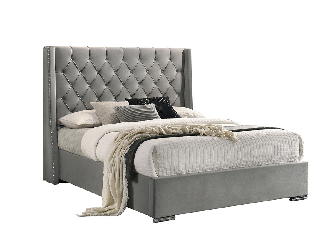 Cama doble Meldives 150 cm gris SALDOSYSTOCKS