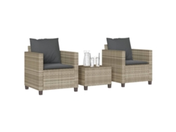 Pcs Conjunto Bistro Com Almofadões Vime Pe Cinzento Claro Dkd Home Decor