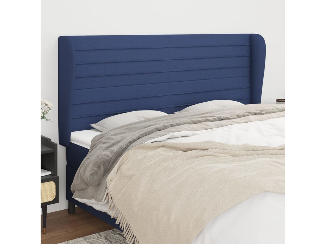 Cabecero con Alas de Tela 203x23x118/128 Cm Azul