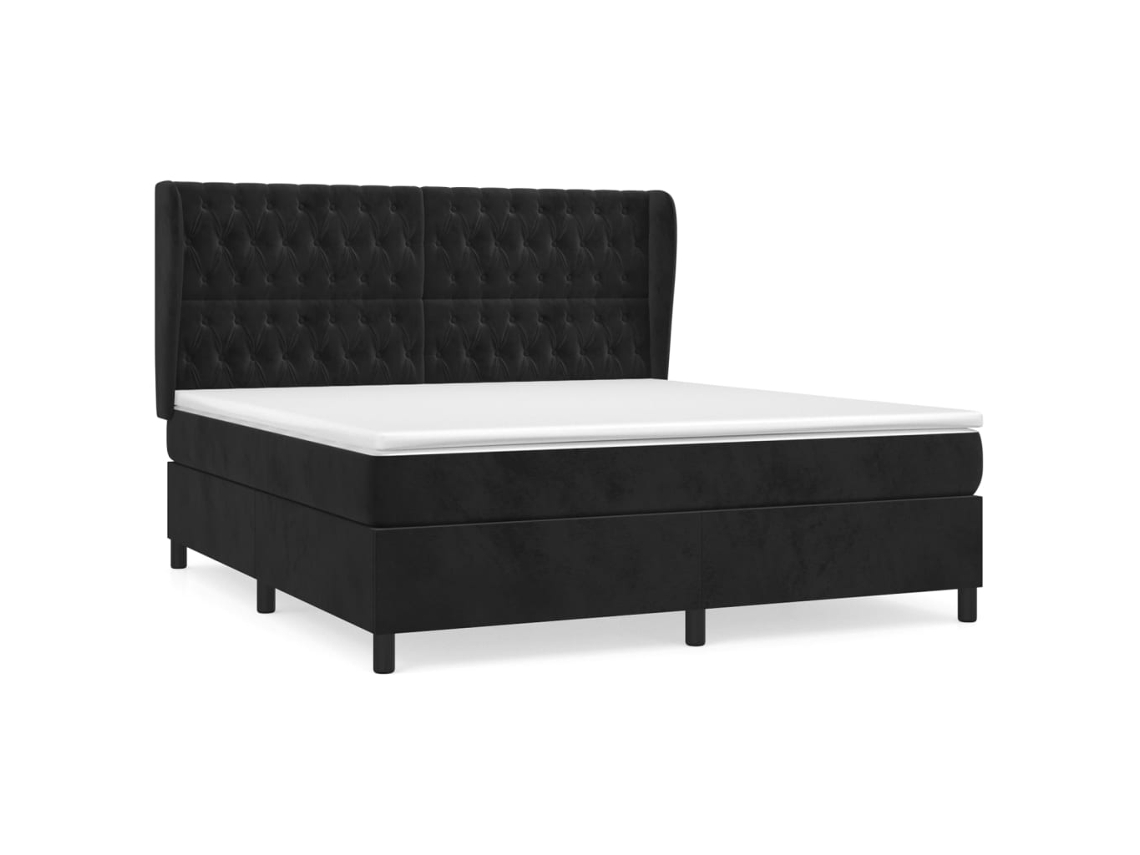 Maison Exclusive - Cama Box Spring Con Colchón Terciopelo Negro 180x200 Cm