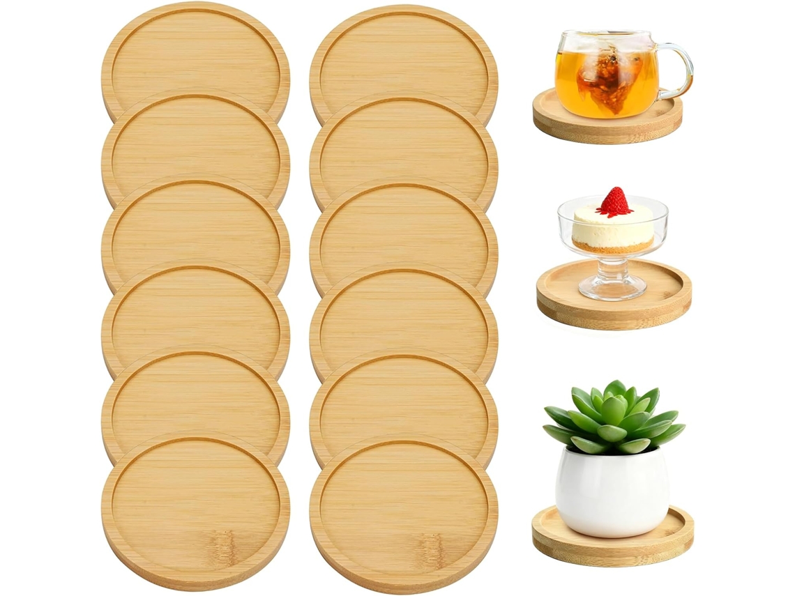 Posavasos De Bambú - 12 Piezas - Redondos De Madera