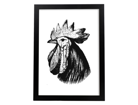 Póster NACNIC de Gallo con Animales en Blanco y Negro.