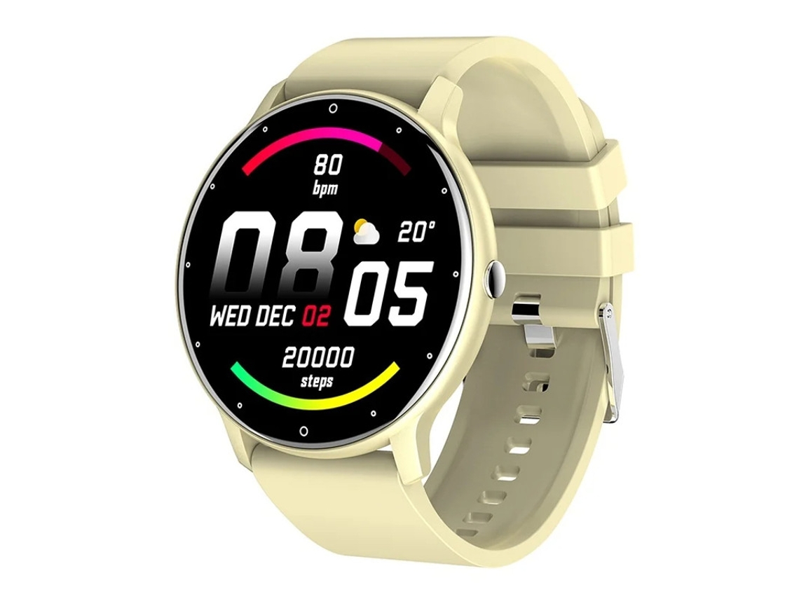Reloj inteligente Bestvite con pantalla de 1,28 pulgadas y 0,8 cm de grosor, ultrafino, con podómetro y monitor de frecuencia cardíaca, dorado