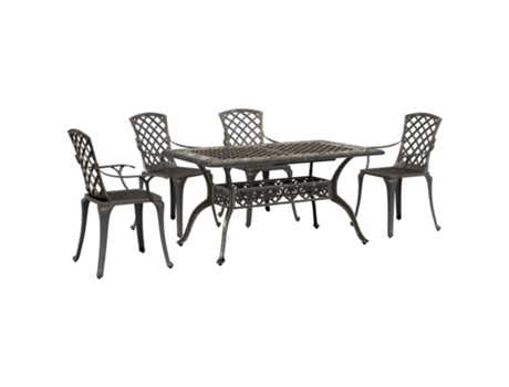 Conjunto 5 de comedor de jardín VIDAXL aluminio fundido bronce