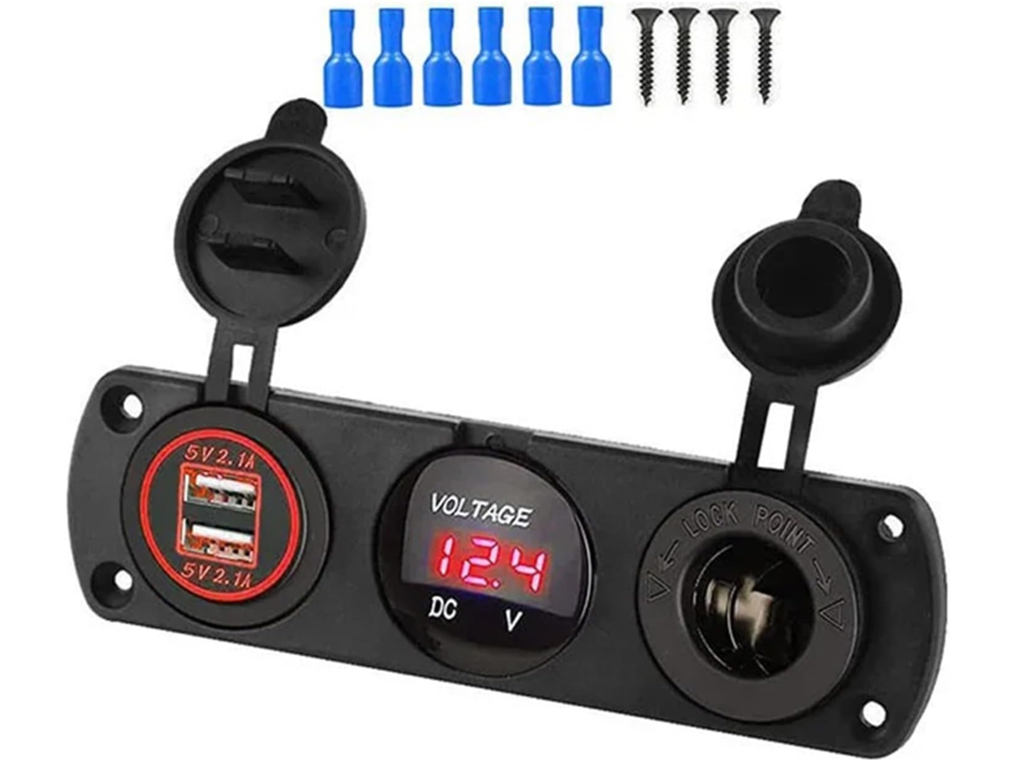 Adaptador De Carga Rápida Usb, Cargador Rápido, Batería Externa Para Coche De 12-24 V, Voltímetro.