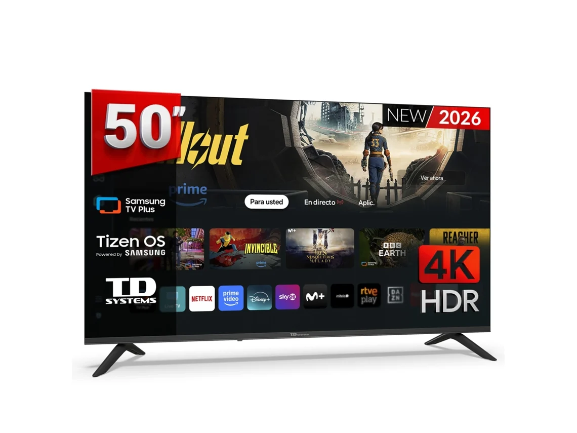 Televisor inteligente 4K de 50 pulgadas con sistema operativo Samsung Tizen OS 8.0.2026 - TD Systems M50C22Tizen