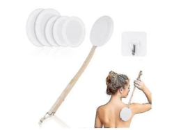 Aplicador De Loción Para La Espalda Con Mango Largo, 6 Esponjas Reemplazables Y Gancho, Diseño Ergonómico, Madera A Prueba De Derrames.