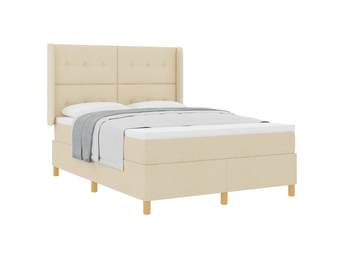 Maison Exclusive - Cama Tipo Box Spring Con Colchón Crema 140 X 190 Cm Tela