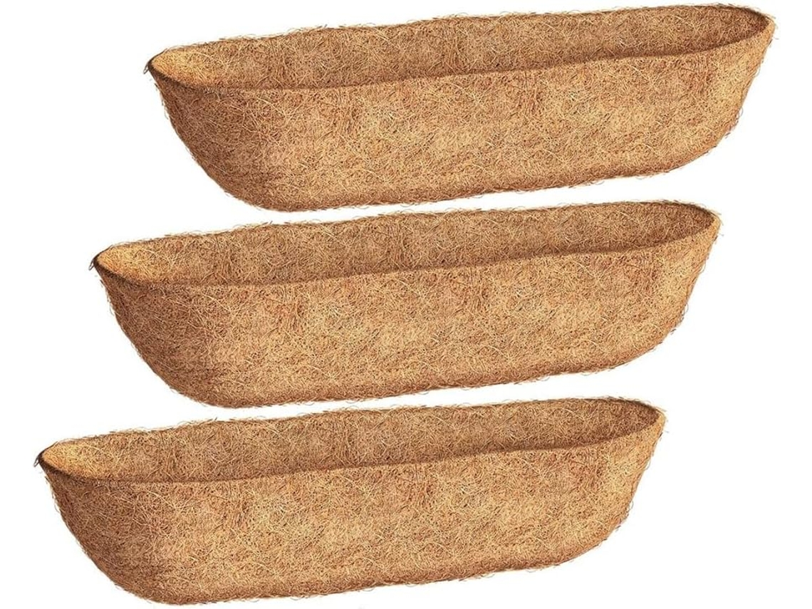 Juego de 3 revestimientos de fibra de coco para macetas de pared y ventana, 30 pulgadas, cestas de jardín Gokoco