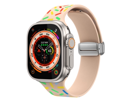 Correa Smartwatch para Apple Watch 7 41mm Rainbow Dots Silicona con Hebilla Magnética (Rosa)