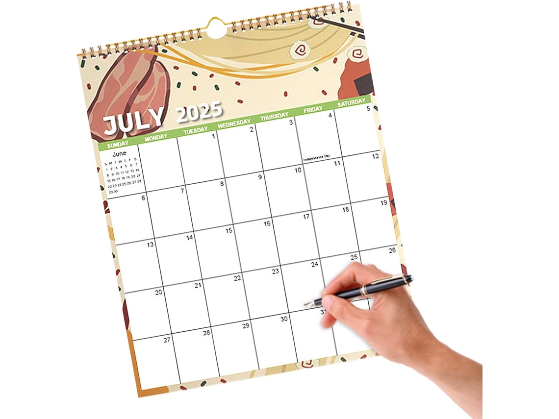 Calendario De Pared 2025-2026 | Mensual Para El Lugar De Trabajo, Líneas Grandes