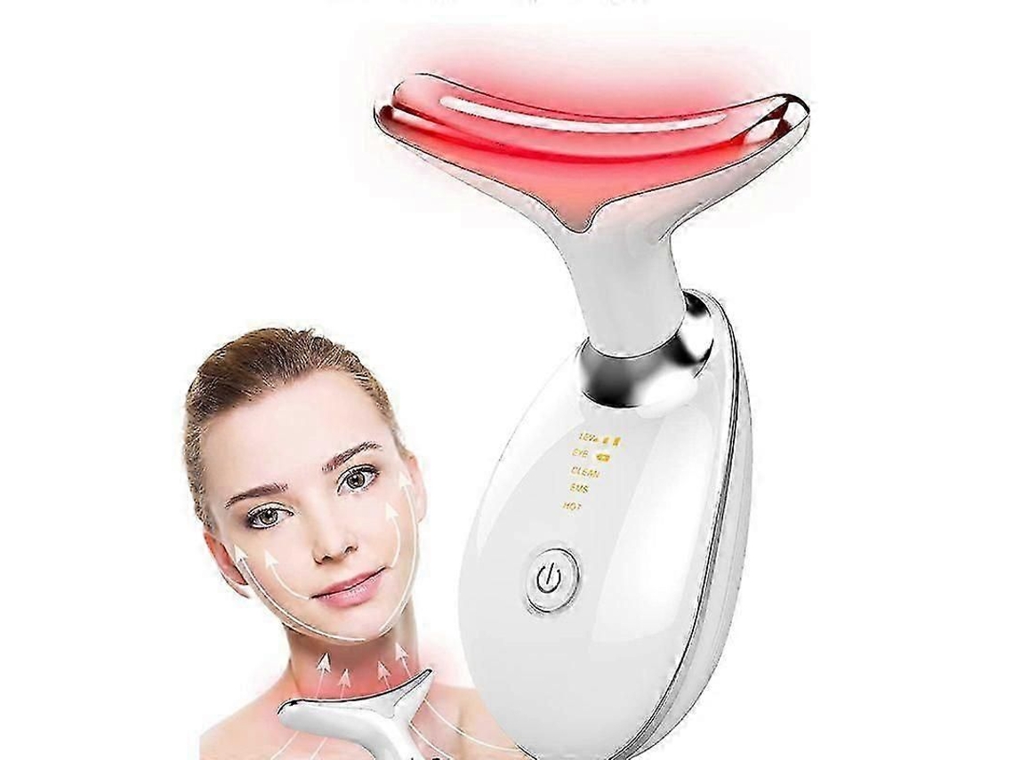 Masajeador facial y de cuello con terapia de luz LED, dispositivo recargable para el cuidado de la piel, 3 modos de lifting.