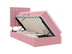 Syfax™ Cama Con Almacenamiento Y Colchón Rosa 90 X 200 Cm Terciopelo
