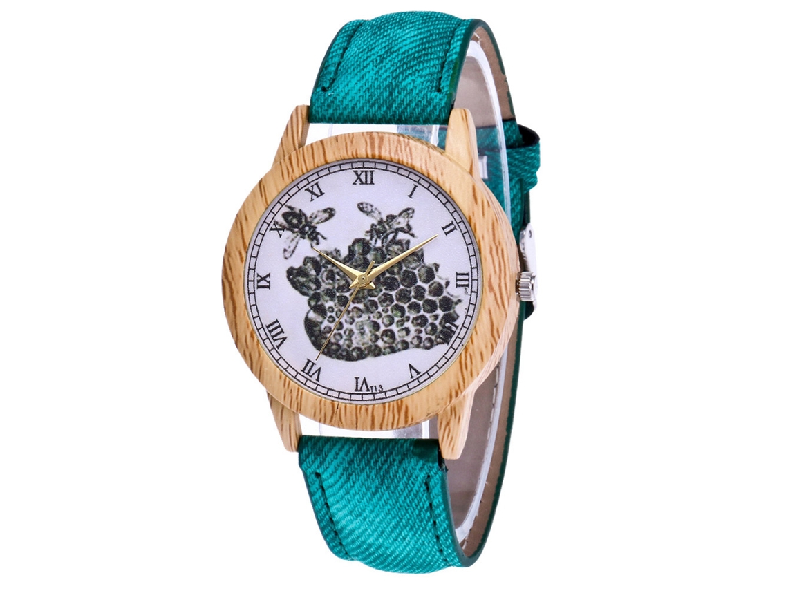 Reloj De Pareja Vintage Con Patrón De Abeja De Aleación Cuarzo Canvas (verde)