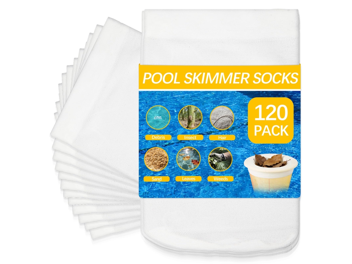 120 Medias Filtrantes Reutilizables Para Skimmer De Piscina, Retienen Residuos Y Protegen Filtro
