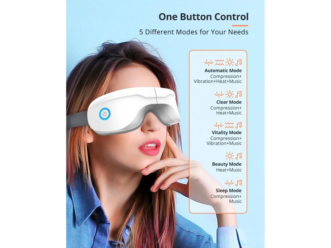 Masajeador de ojos con calor, máscara para ojos con Bluetooth, música, masajeador facial, cuidado de los ojos, regalo para Yizhood