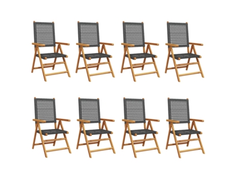 Conjunto 8 Silla De Jardín VIDAXL Negro Madera