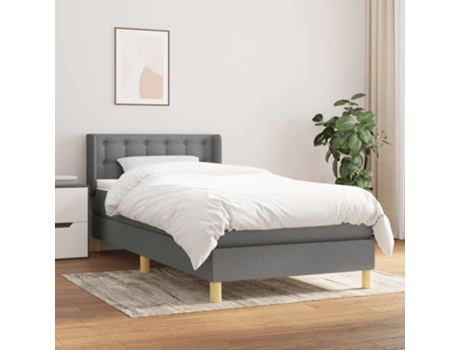vidaXL Cama con somier y colchón 90x190 cm tela gris oscuro