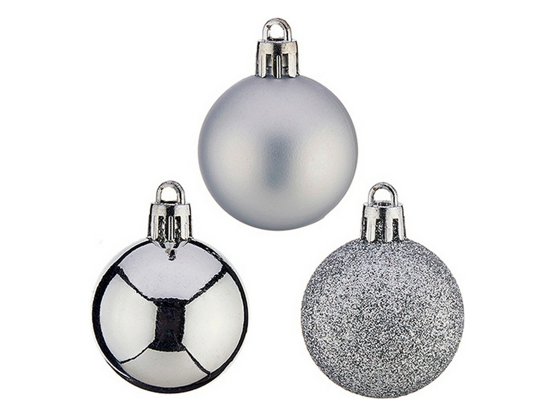 Bolas de Navidad 4 cm 12 Unidades Prateado Pvc