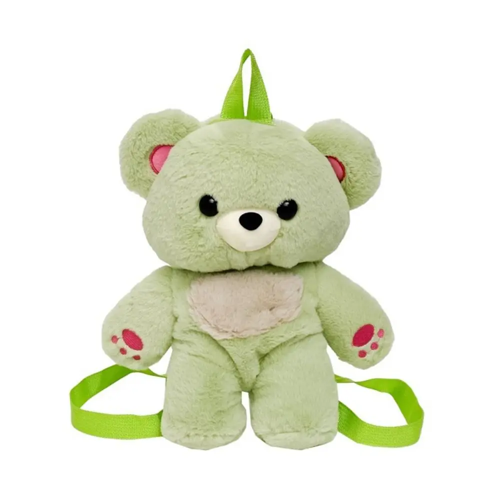 Mochila Informal De Oso Colorido (verde) Con Estampado De Piel De Conejo 3d.