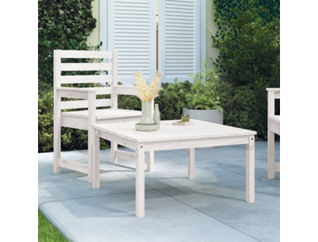 MAISON EXCLUSIVE Mesa de jardín madera maciza pino blanco 82,5x82,5x45 cm