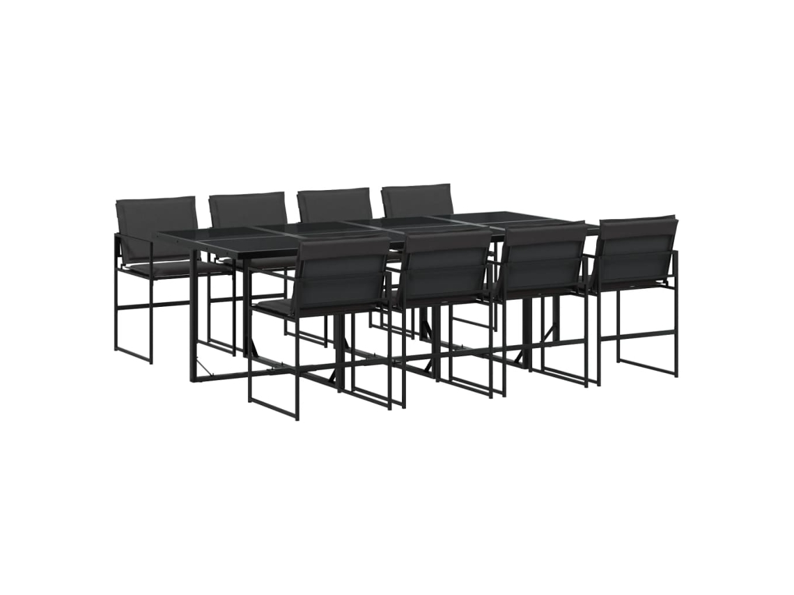 Maison Exclusive - Juego De Comedor De Jardín 9 Piezas Con Cojines Textileno Negro