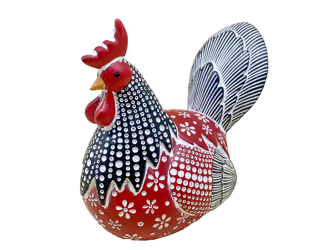 ORIGEN Home Decor Gallo Figura de Gallina Rojo - 14x18x10cm BY SIGRIS