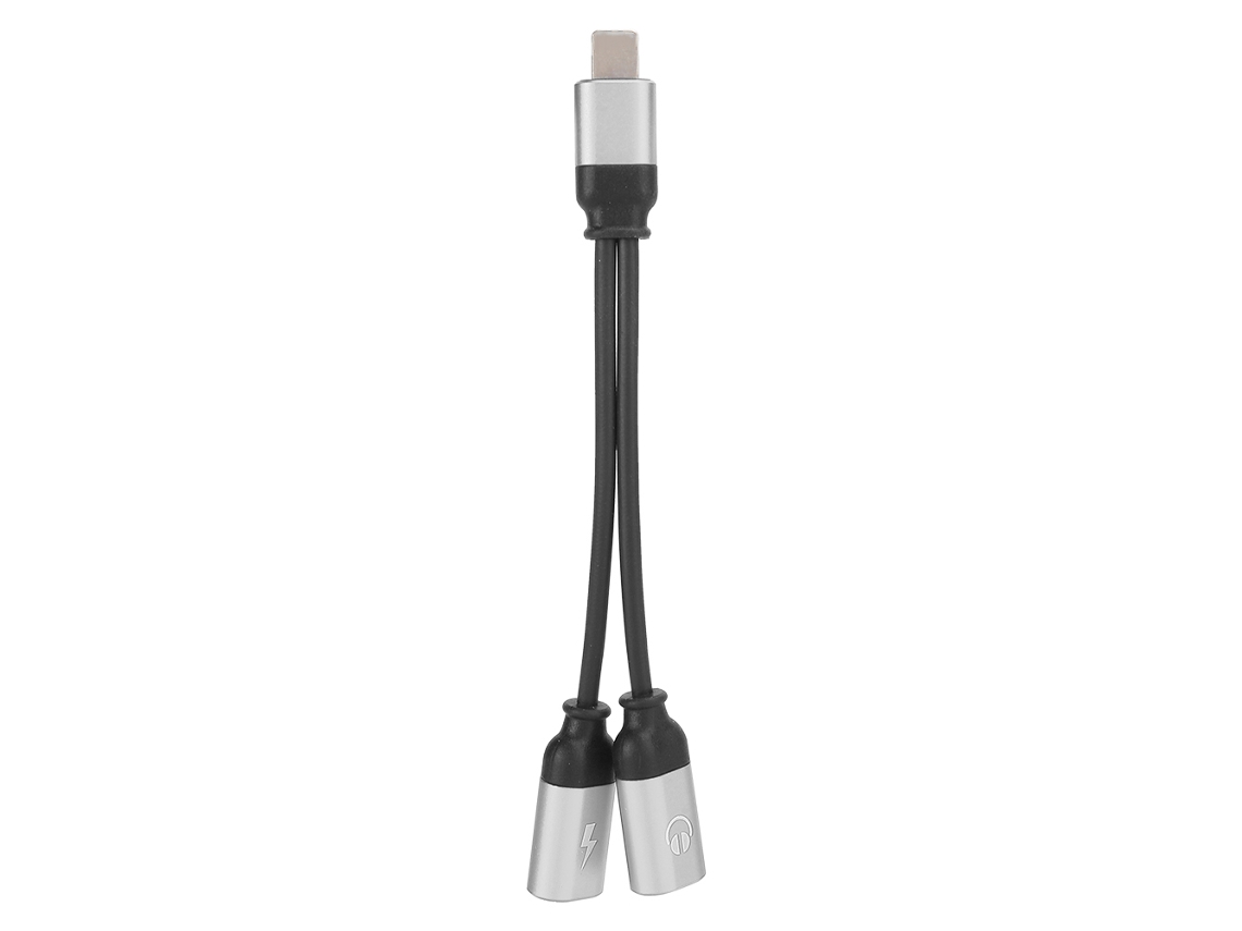 Cable Adaptador De Carga Para Auriculares 2 En 1 Para Ios Con Enchufe De Aleación De Aluminio De Doble Agujero Y Plug And Play