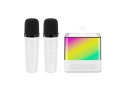 Máquina De Karaoke Portátil Bluetooth Con 2 Micrófonos Inalámbricos Y Luces Led Para Niños Y Adultos.