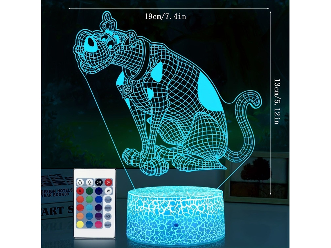 Luz Nocturna Infantil, Tira De Luz Visual 3d Con Control Remoto, 16 Cambios De Color Perro Siurn