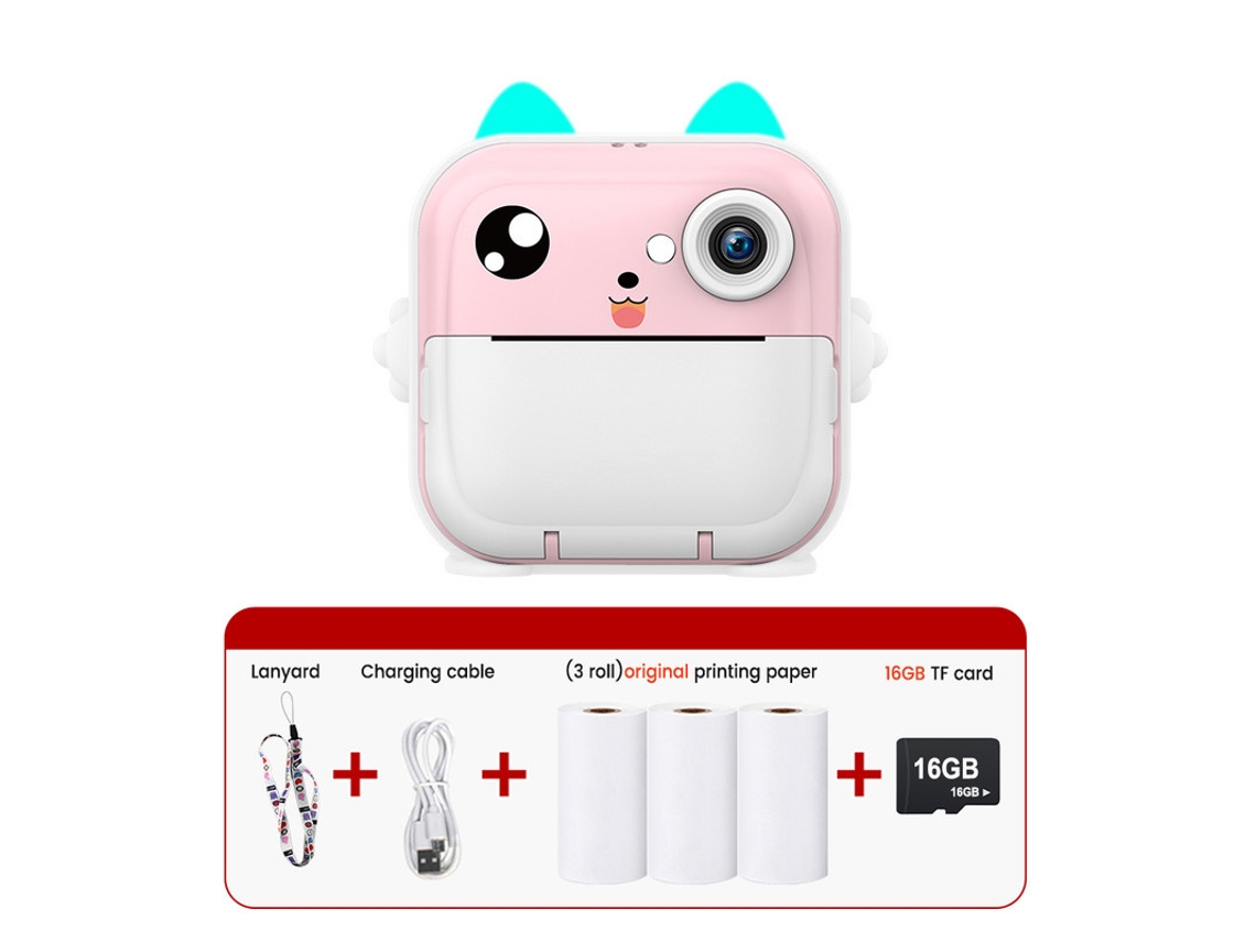 Cámara Instantánea CUICH 16Gb Para Niños 2.4 Con Papel De Impresión Infantil Rosa