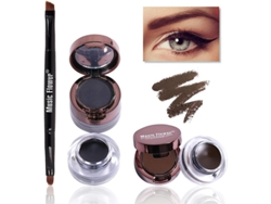 Delineador De Ojos Y Polvo Para Cejas, Delineador De Ojos En Gel Negro Y Marrón Resistente Al Agua, A Prueba De Manchas Y De Larga Duración, Con Pincel Y Espejo, Paquete De 2 Unidades De 14 G (0.49 Oz).