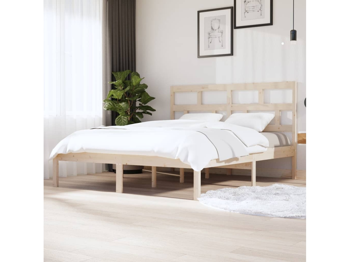 Estructura De Cama De Madera Maciza De Pino 160x200 Cm
