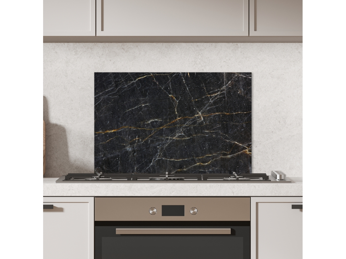 Panel Antisalpicaduras Cocina Mármol - Negro - Oro - Gris - Textura Mármol 60x40 Cm