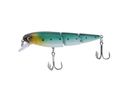 Isca Dura Lure (especial Para Pesca, Isca Biónica) Peixe Minnow De Três Seções Quebradas 10cm16g Com Dorso Preto, Corpo Verde Claro E Manchas
