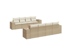 Conjunto de 9 sofás de jardín con cojines de mimbre beige MAISON EXCLUSIVE (90x200 cm)